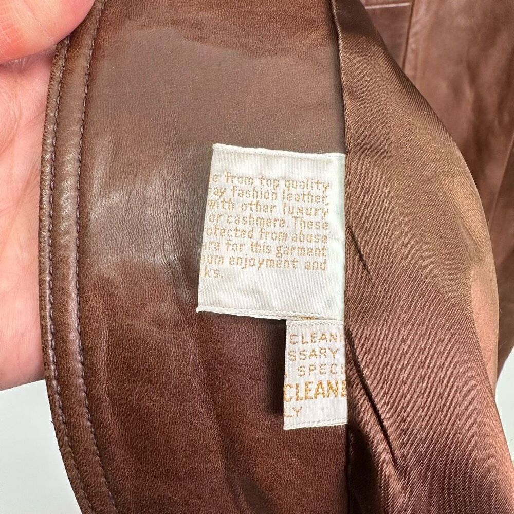 Skin Gear Napa Y Ante Vintage Women’s Supple Butter Soft Cognac Leather Trench C - Picture 8 of 10